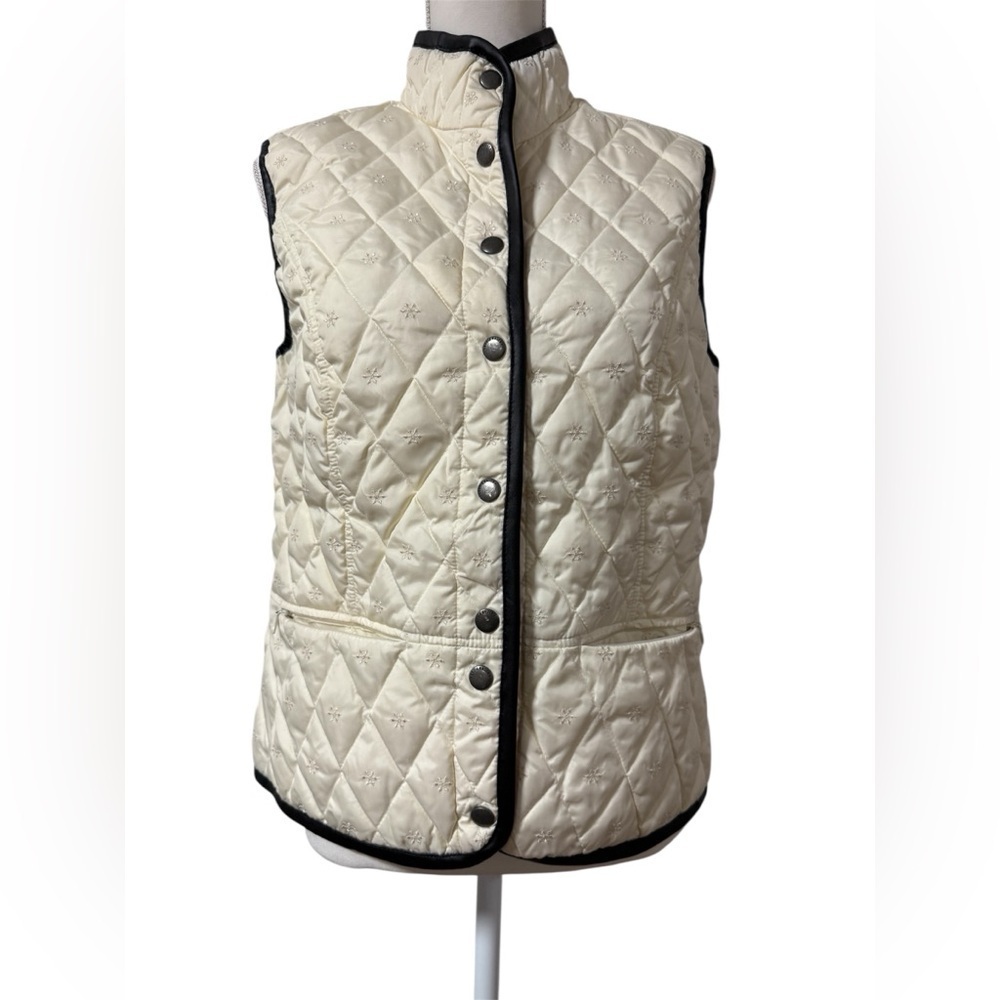 EDDIE BAUER Women's Quilted Cream Vest M